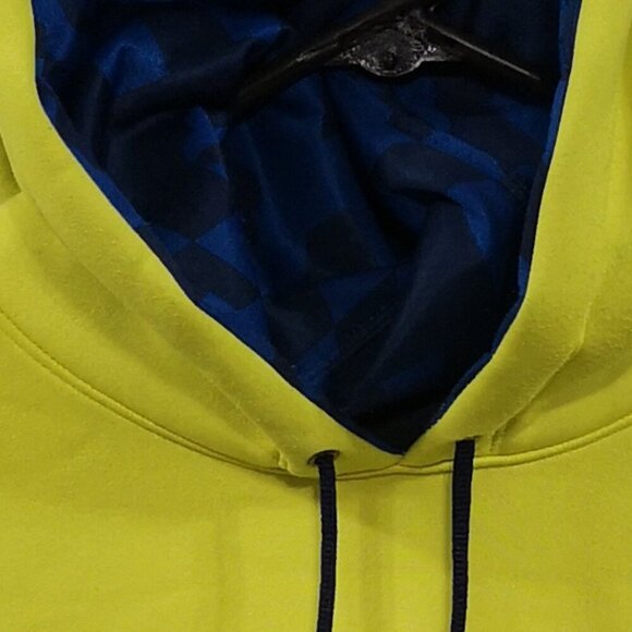 Under Armour Men's Size XL Neon Green w/ Blue Logo Fleece Lined Hoodie - Picture 11 of 12